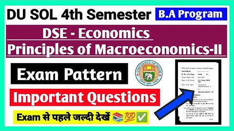 DU SOL 4th Semester BA Program Economics Principles Of Macroeconomics -II Most Important Question 📚💯