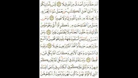سورة النساء الآيات ( 122 ـ 127) صفحة ( 98 )