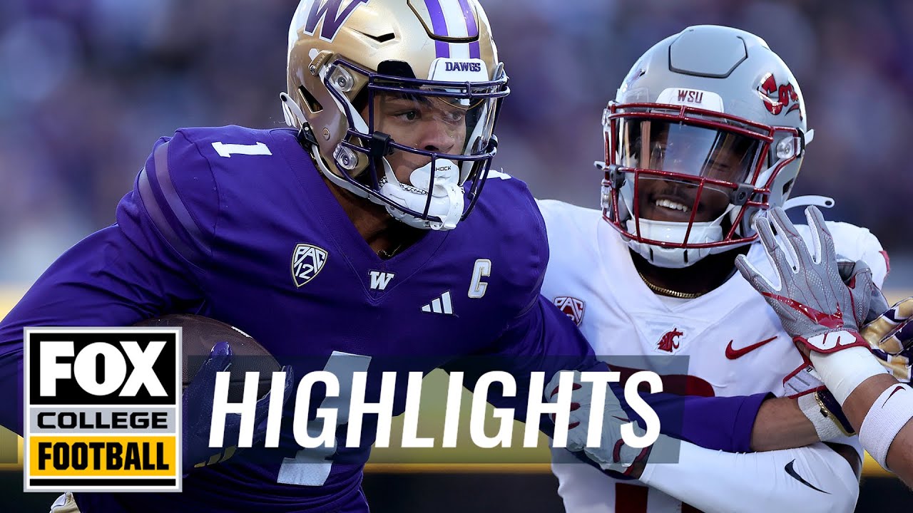 Washington State Cougars vs. No. 4 Washington Huskies Highlights CFB