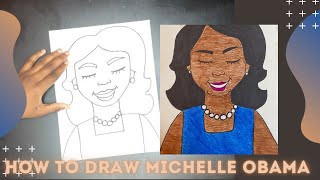 Art Lesson-How to draw Michelle Obama Women's History,Black History Month