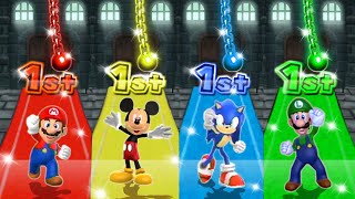 Mario Party 9 MiniGames - Mario Vs Sonic Vs Mickey Mouse Vs Bowser (Master Difficulty)