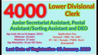 4000 Posts SSC CHSL 10+2 Online Form 2020