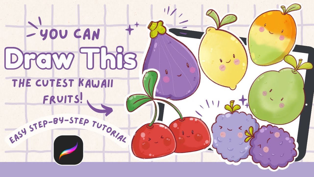 How to Draw The Cutest Kawaii Fruits Ever In Procreate! Easy Beginner Tutorial ✨🍃