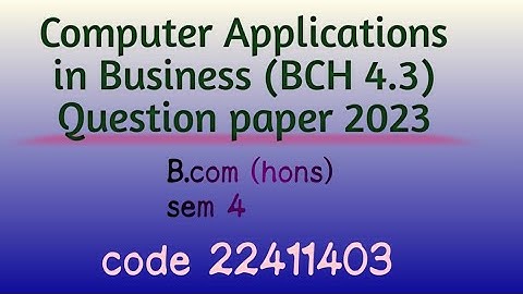 Computers Applications in Business (BCH 4.3) | B.com h Questions Paper 2023| code 22411403 , sem 4