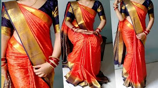 Banarasi Silk saree wear wd Perfect fitting/Weaird Trick to get perfect fitting on Saree/परफेक्टसारी