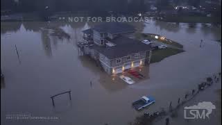 12-12-2025 Burlington, WA  - Major Flood - Drone Neighborhood Evacuated and Flooding