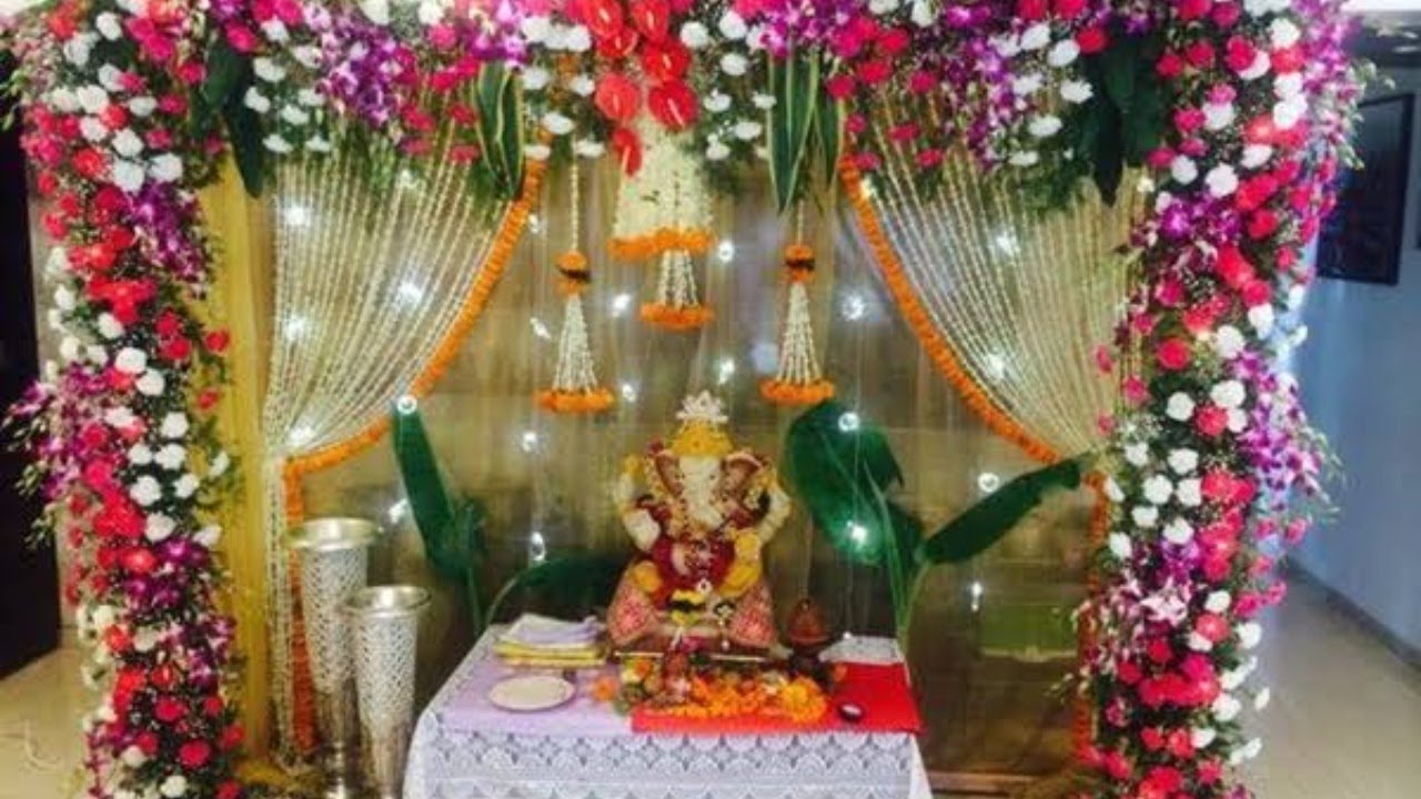 ganesh-puja-decoration-at-home-youtube