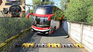Realistic bus driving through extreme tight roads of Indonesia | Euro Bus Simulator | Logitech G29 screenshot 4