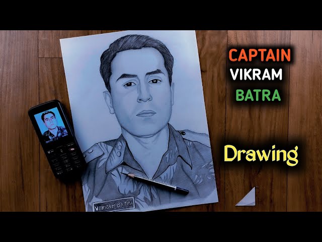 Kargil Hero Captain Vikram Batra | Line art drawings, Poster drawing,  Creative painting