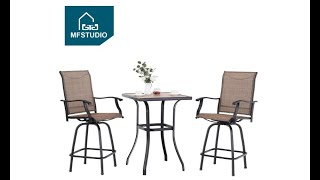 MFSTUDIO Outdoor Swivel Bar Stools Set of 3 Bar Height Patio Set - Overview