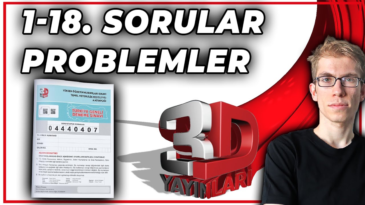 3D 1.Deneme TYT 1-18.Sorular | İlk 10 Soru, Problemler