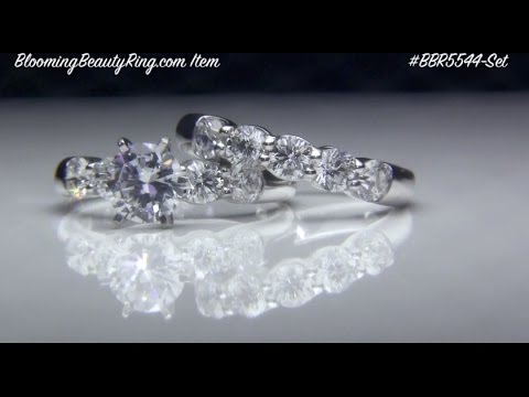 5-stone-matching-engagement-and-wedding-rings-set-18k-white-gold