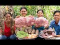 Cooking Curry Keo Poeng Potato with Pork Ribs Recipe and Pig Blood Curd Recipe - Sharing Foods