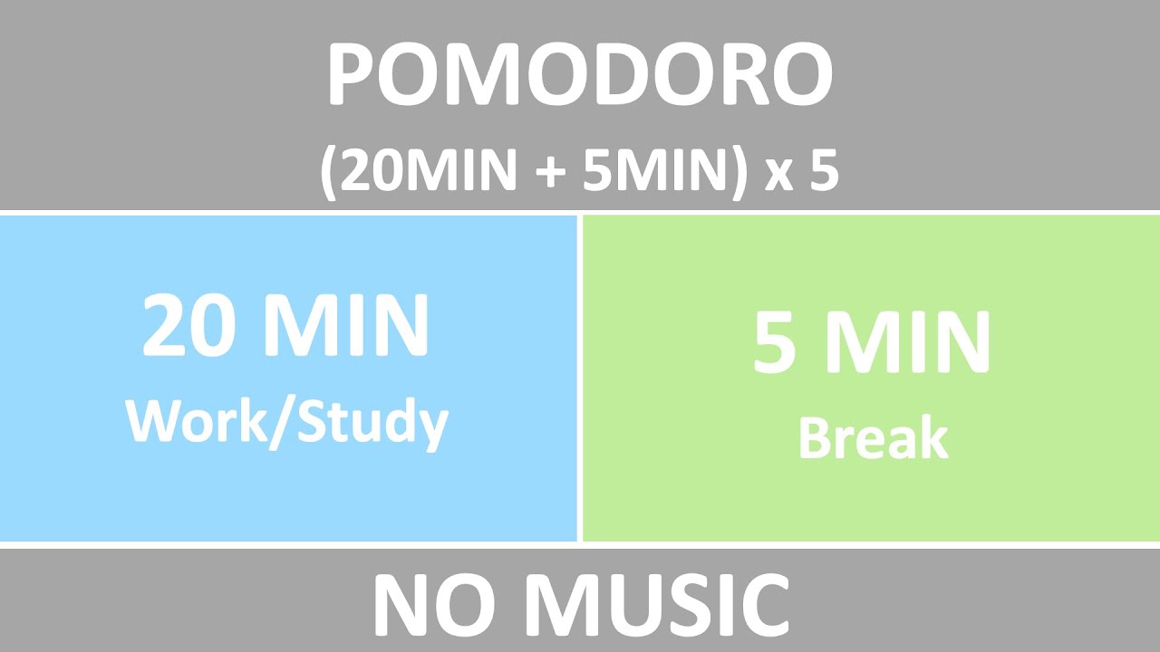 20/5x5 Session - NO Music Study with Me - Pomodoro Timer for ...