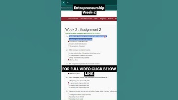 NPTEL Entrepreneurship Week 2 Assignment Answers | NOC25‑MG81 | IIT Madras | Jul–Dec 2025