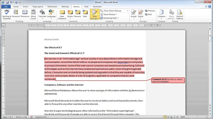 Microsoft Word 2010 - Review (Comment & Track)