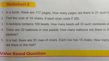 DAV Class 3 unit 4 worksheet 8 ।। Math class 3 chapter 4 worksheet 8 dav public school
