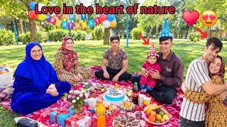 Fatemeh and Isa’s romantic birthday celebration—a beautiful surprise in the heart of nature!🎉🌿