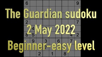 Sudoku solution – The Guardian sudoku 2 May 2022 Beginner-easy level