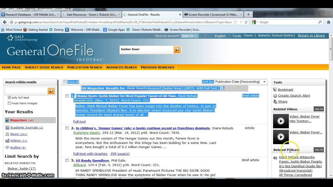 Locating Magazine Articles Screencast