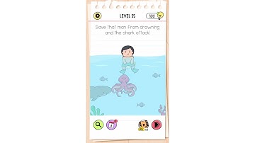 "Save that man from drowning and the shark attack" Brain Test All-Star Level 55 Guide
