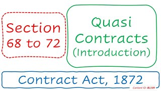 Section 68 to 72 Quasi Contracts (Introduction) | Contract Act, 1872 (BL139)
