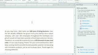 Class 6|Using Mail Merge Feature|Chapter 3|Microsoft Word 2010