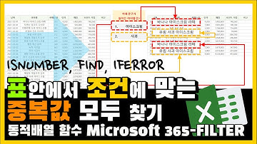 엑셀 이것만! 표안에서 조건에 맞는 중복값 모두 찾기! (feat. 동적배열 함수 Microsoft 365- FILTER 그리고 ISNUMBER, FIND, IFERROR)