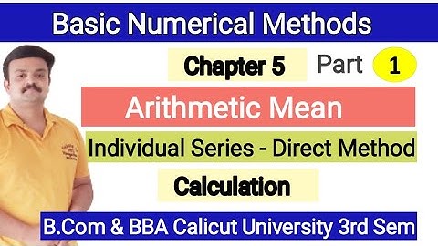 Arithmetic mean/ Individual series/ Direct method/ Calculation