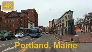 Driving in Downtown Portland, Maine  4K60fps