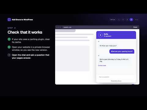 How to add an AI chatbot to WordPress with WPCode (Sincra install guide)