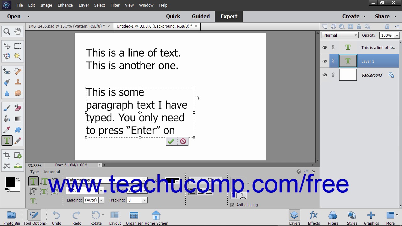 Photoshop Elements 2019 Tutorial Creating Paragraph Text Adobe Training ...