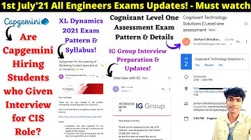 🔴About Cognizant Level One Exam, Capgemini A4 & CIS Role Update, XL Dynamics Pattern, IG Interview!