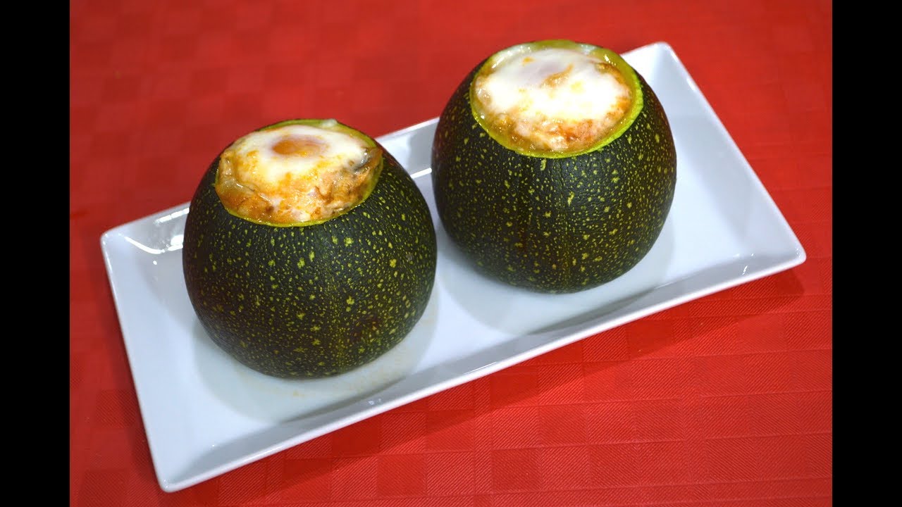 CALABACÍN LUNA RELLENO DE CHAMPIÑONES Y HUEVO,Receta Facil y Sana🍆