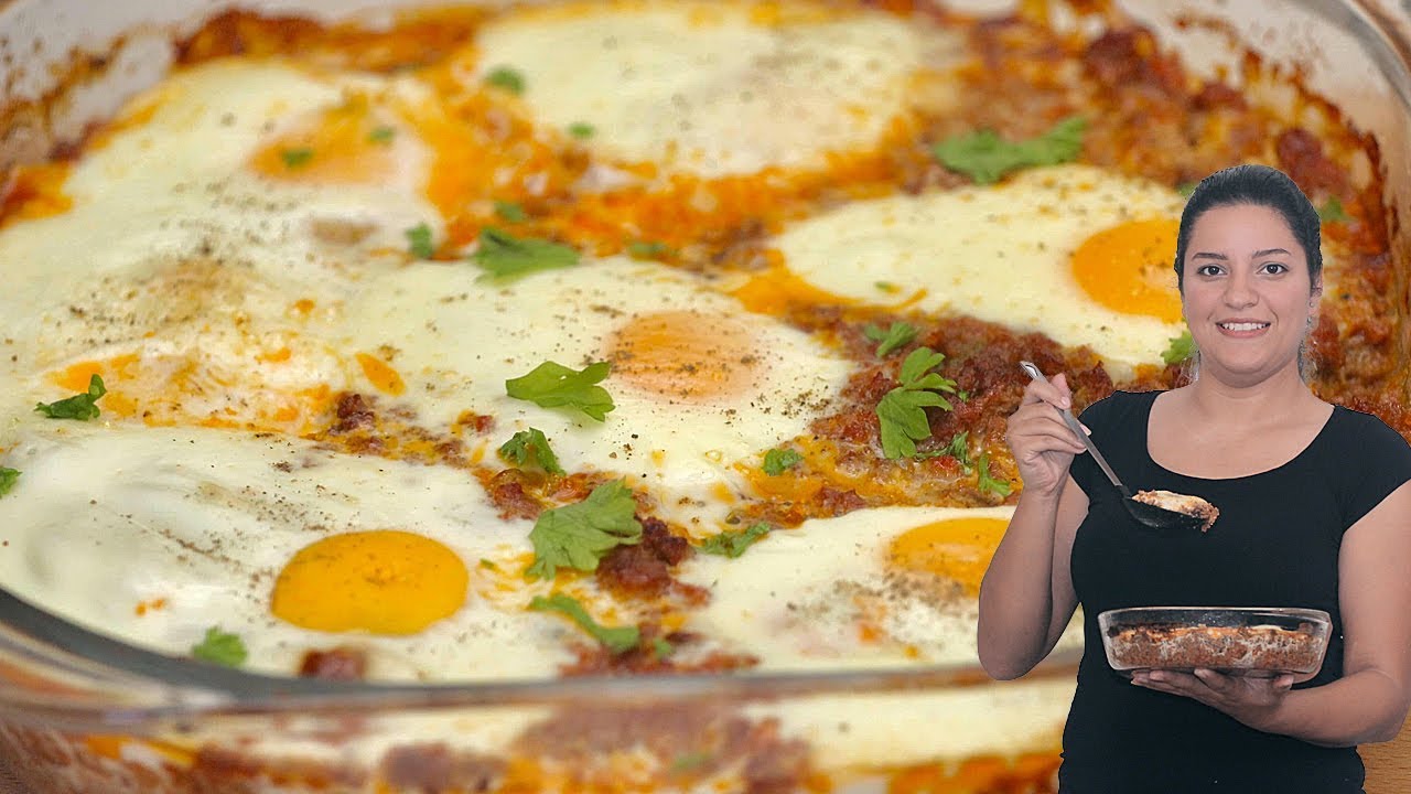 Minced Meat Recipe Turkish breakfast اكلتي المفضله البيض بال.....