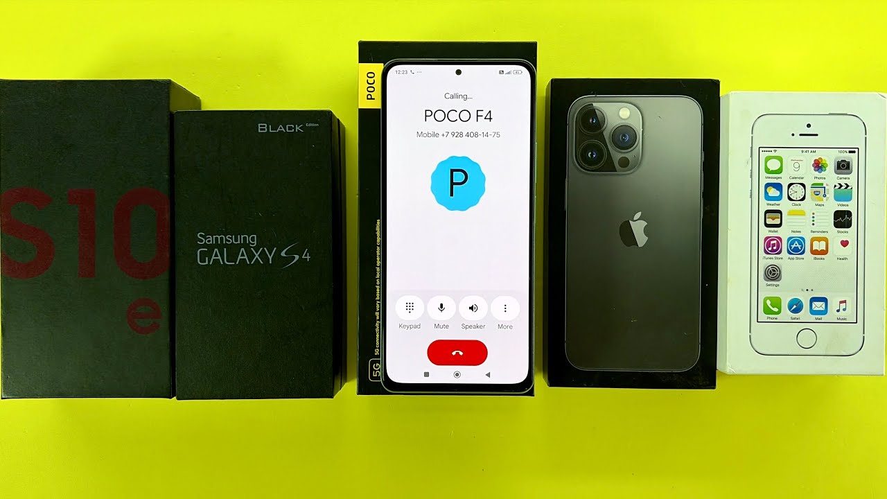 POCO F4 calling Samsung S10e & Samsung S4 + iPhone 13Pro & iPhone 5S Incoming Call Unboxing 