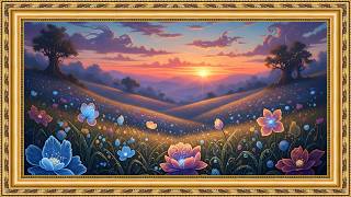 Relaxing Spring Flowers | 4K Animation | Calm Gold Frame TV Art for Stress Relief screenshot 3
