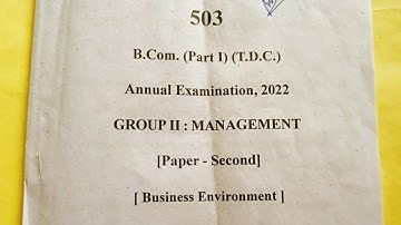 Business Environment 1year  question paper B.com 2022 Important questions