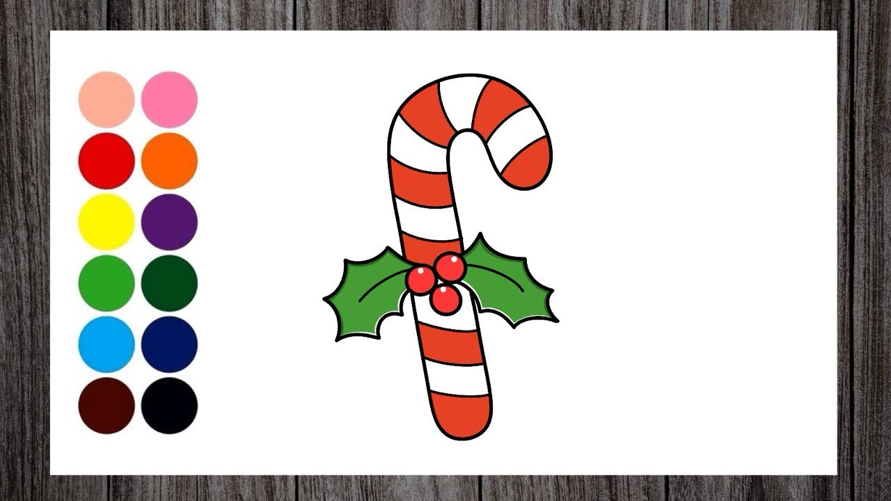 How to Draw Candy Cane | Candy cane drawing easy for kids | Christmas ...