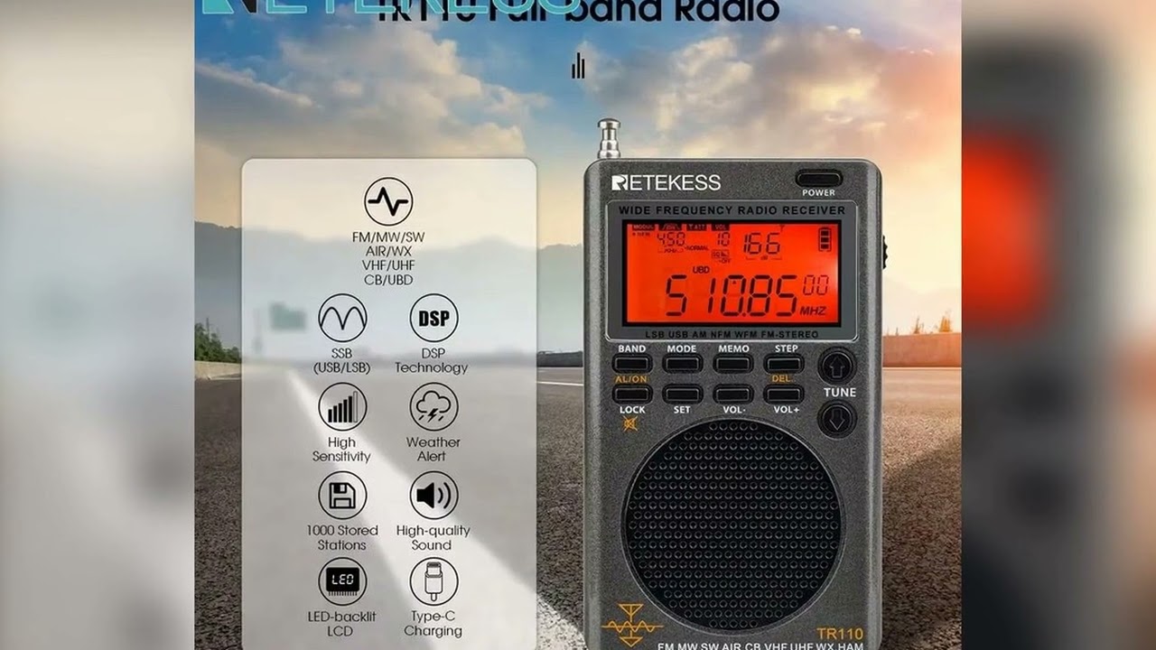 A must-have product! Retekess TR110 Portable SSB Shortwave Radio FM MW SW LSB AIR CB VHF UHF Full