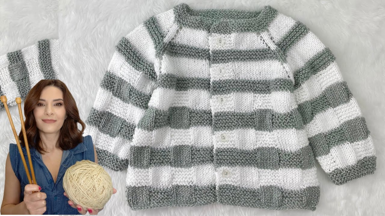 CASAQUINHO EM TRICÔ -PONTO TIJOLINHO-18 A 24 MESES