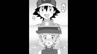 Ash and Serena meeting  each other again. Amourshipping comic.