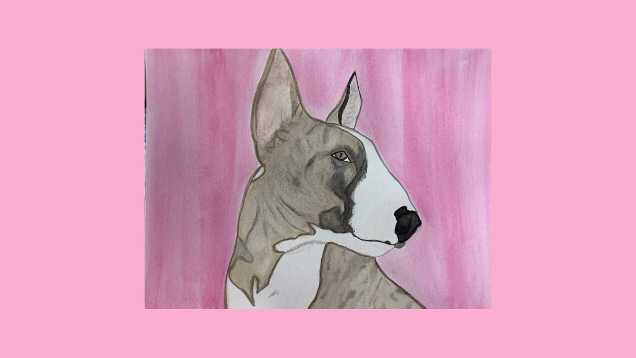Bull Terrier Watercolor Portrait Speed Paint | CUSTOM PET PAINTING |