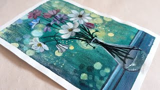 EASY Flowers in glass vase Painting / Calming Video