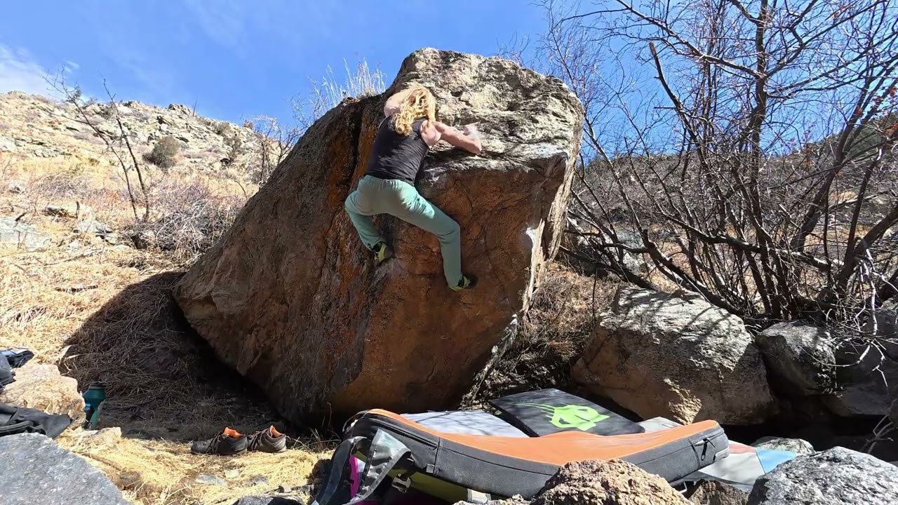 Lil Chomp V6 left and right exits Clear Creek Canyon Colorado