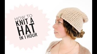 Free knitted hat patterns on circular needles // Super Easy Knit hat tutorial