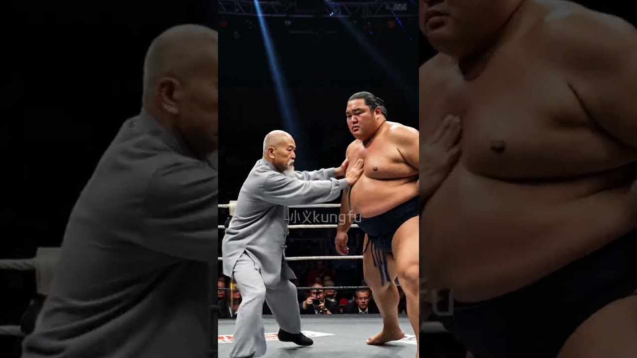 Grandpa Tai Chi knocked down the sumo wrestler. 
