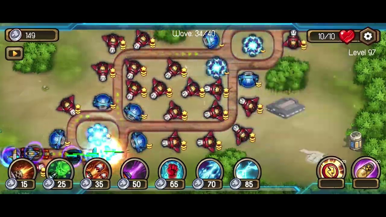Level 97 of Tower Defense Galaxy Legend Game reels