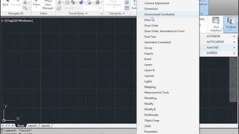 Use of the Menu Toolbar and Ribbon in AutoCad 2012