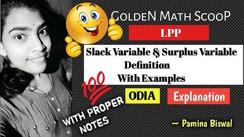 01||Simplex Method || Slack And Surplus Variables with Examples ||Odia Explanation By PAMINA 🙏
